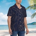 thumbnail image 5 of Bixox Men's Hawaiian Shirts Men's Copper-Gold Gloss Outline Navy Dark Blue Print Short-Sleeve Shirt-Medium, 5 of 8