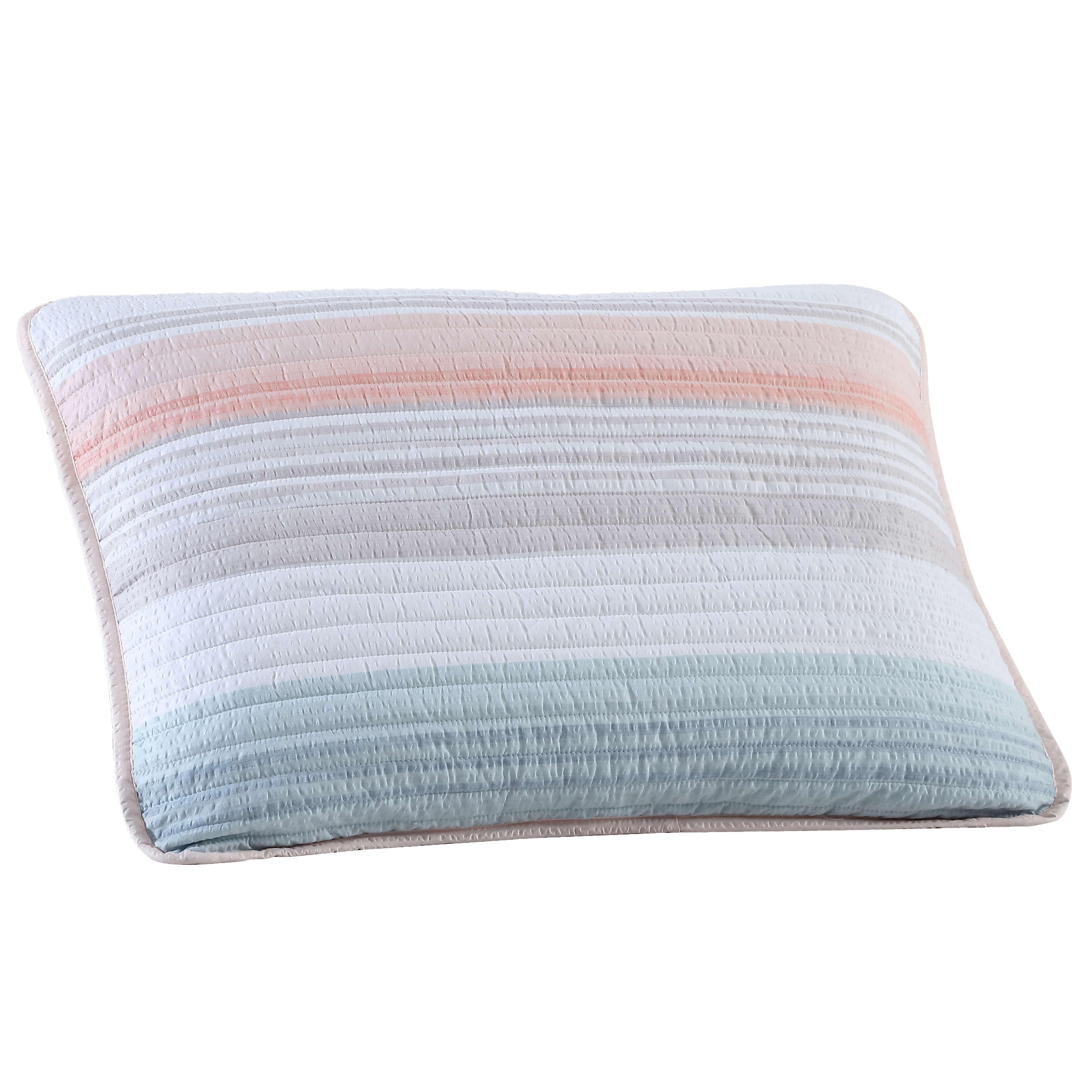 Beatrice Home Fashions, Coralinn Stripe 2PC Quilt Set, Twin, Blush/Blue