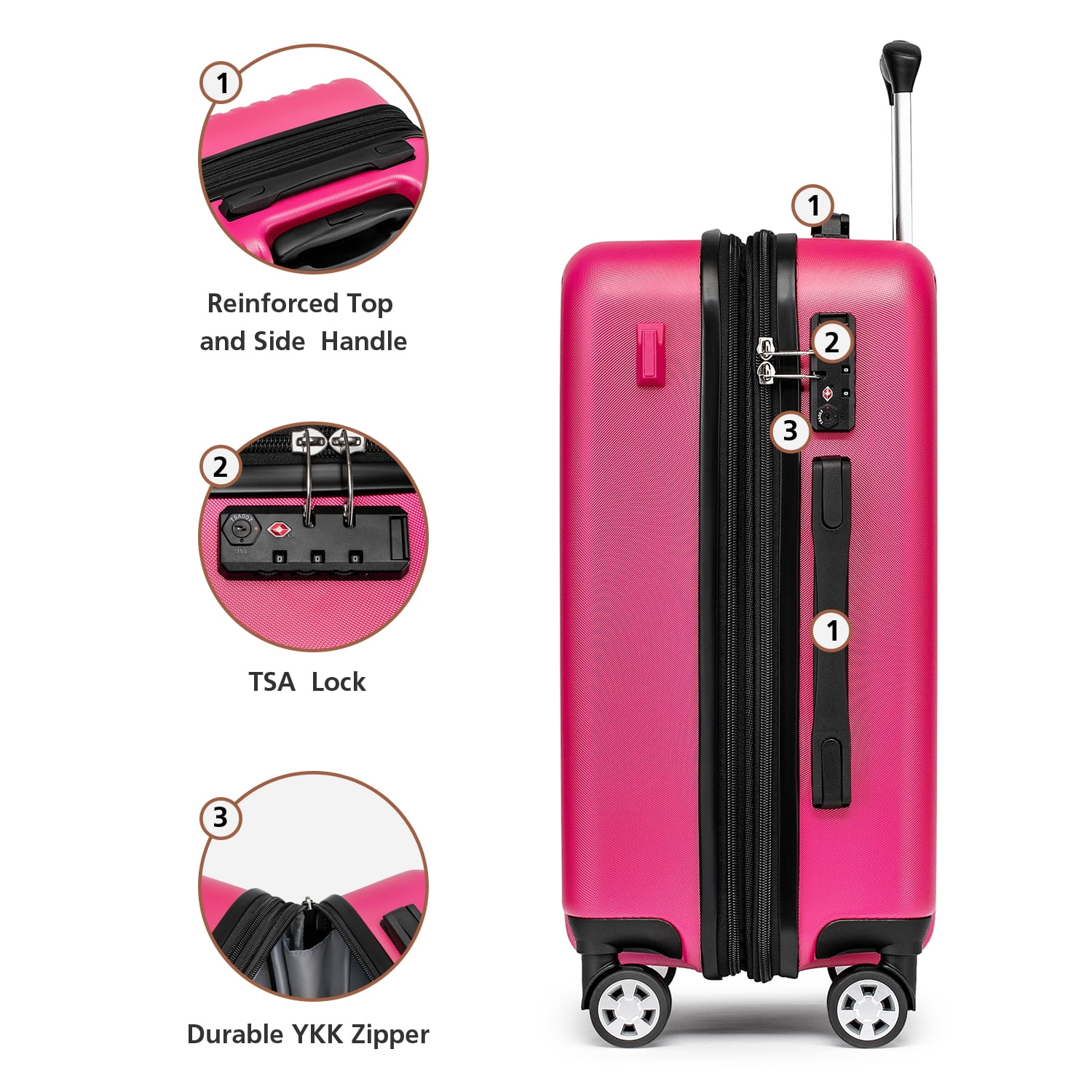 WEPLUS 20" Expandable Carry-On Luggage Set 3-Piece with Duffel Bag and Toiletry Bag