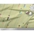 thumbnail image 2 of Soimoi Beige Moss Georgette Fabric Stripe & Mens Human Figure Printed Craft Fabric by the Yard 42 Inch Wide, 2 of 3