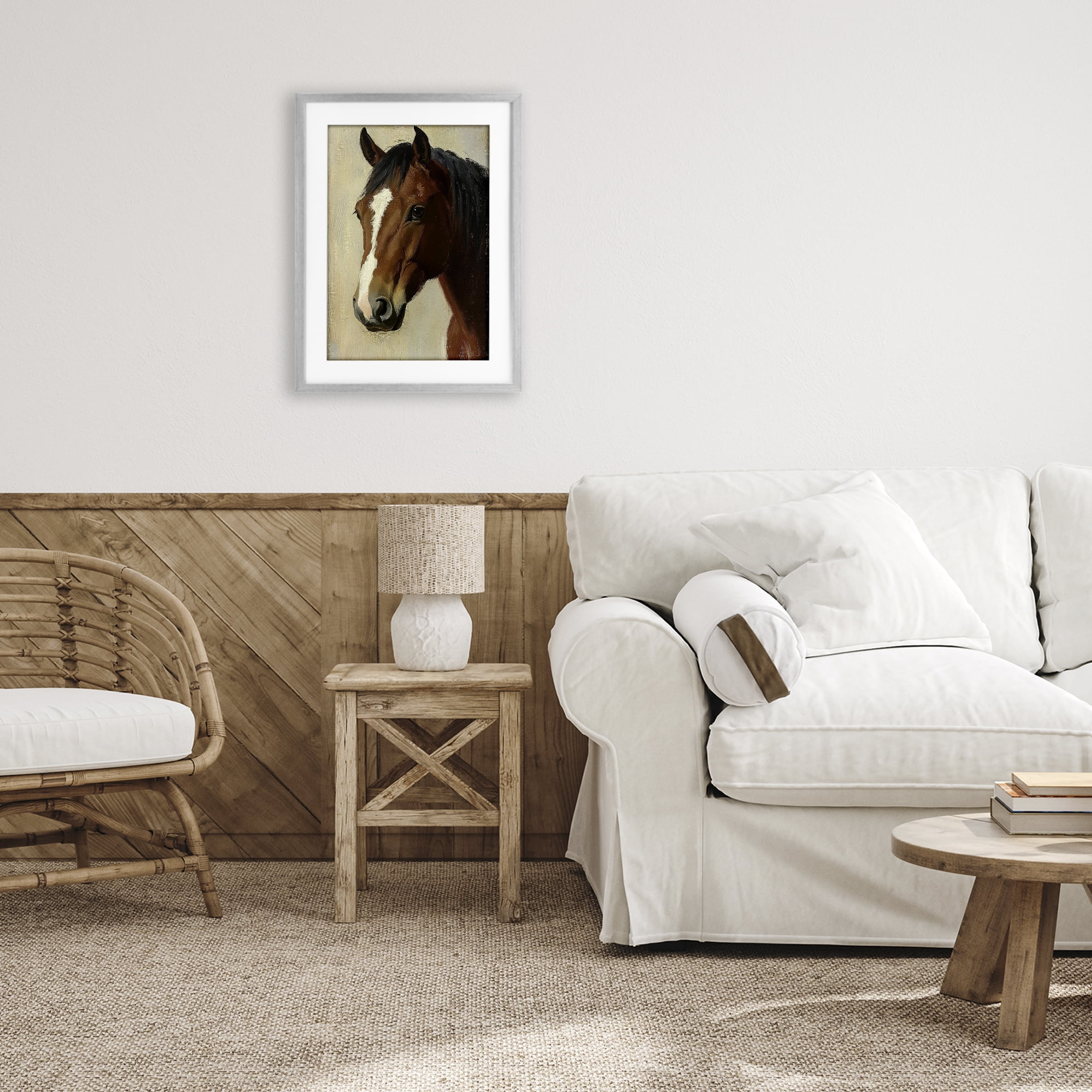 Stupell Industries Beautiful Brown Horse Portrait Gray Framed Print Under Glass, design by Petal Prints Design