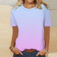 thumbnail image 2 of Pxiakgy Basic T Shirts for Women Women‘S Short Sleeve Gradient Color Fashion Round Neck Casual T Shirt Gradient Color Short Sleeve Casual Summer Tops Trendy Solid Loose Fit Tshirt Pink S, 2 of 5