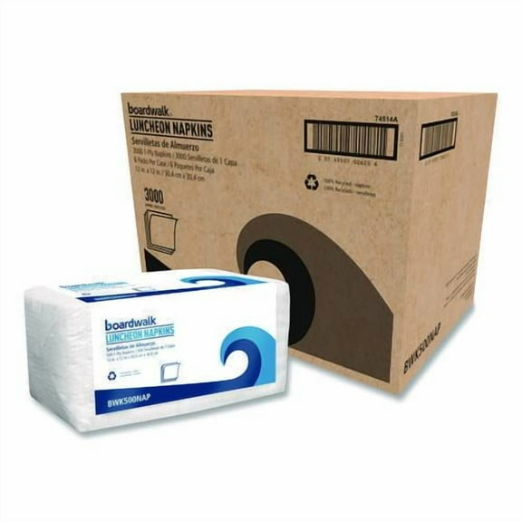 1/4-Fold Lunch Napkins, 1-Ply, 12" x 12", White, 500/Pack, 6 Packs/Carton | Bundle of 2