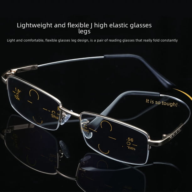Gafas de presbicia de doble propósito para cerca y lejos Gafas de presbicia multifocales de titanio con memoria para hombres Gafas de presbicia con zoom inteligente y luz azul Gafas de largo alcance