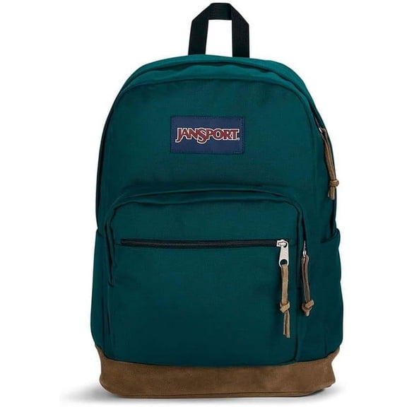 JanSport Right Pack Backpack - Travel, Work, or Laptop Bookbag with Leather Bottom, Deep Juniper