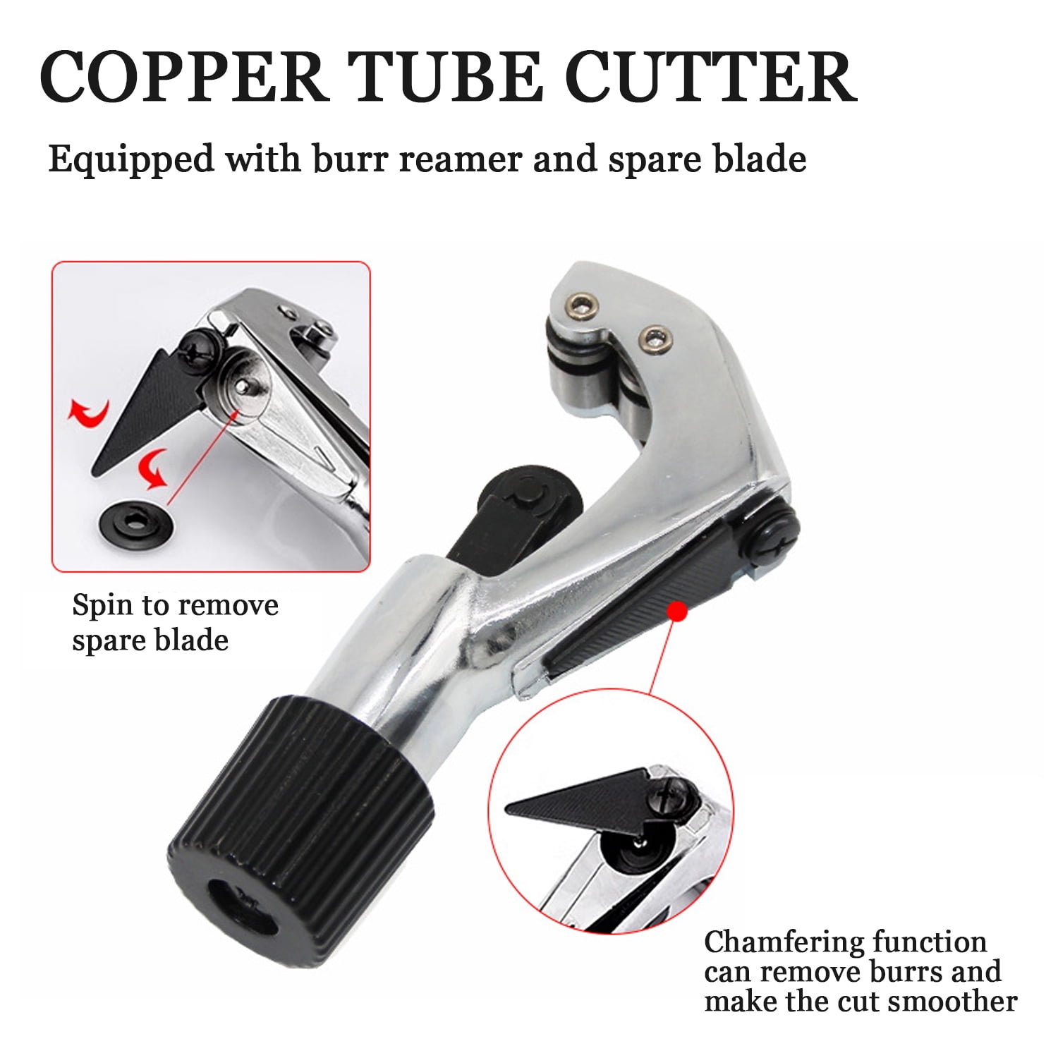 Flaring Tool Kit 3/16”-3/4” 5-19mm 45° Eccentric Tubing Flare Tool with Deburring Tool Cutter for Copper Pipe HVAC Refrigerant Brake Line (5 in 1 Set)