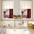 thumbnail image 4 of Christmas Kitchen Curtains and Valances Set, Abstract Deer Pine Leaf Red Black Buffalo Plaid Rod Pocket Window Valance Window Curtain Panels for Living Room Bedroom Laundry, 27.5x24in, 3 Pieces, 4 of 7