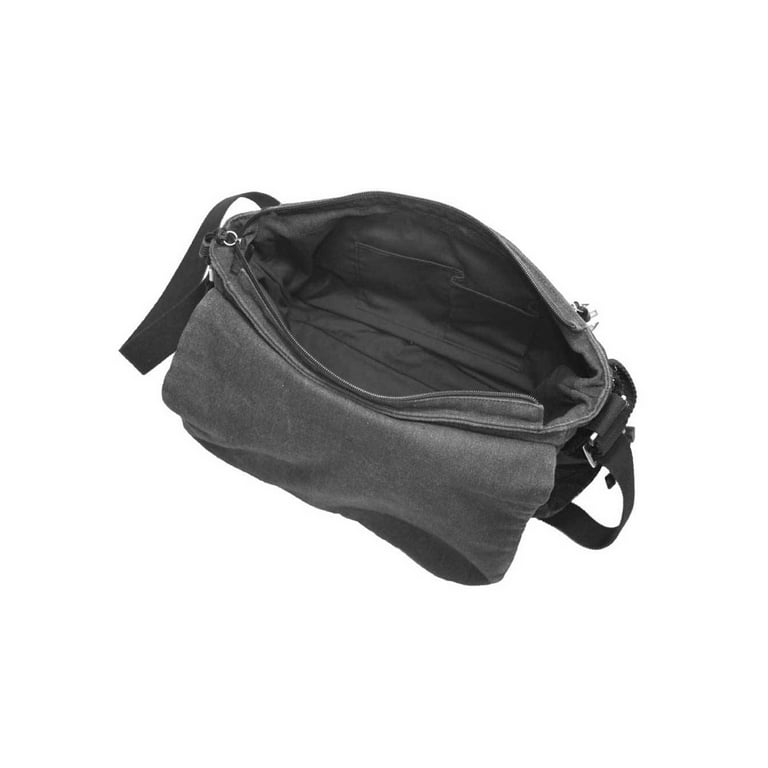 ROUT Voyager Messenger Bag, Washed Black Cotton Canvas & Leather Trim  RC10525 - Wisconsin Harley-Davidson