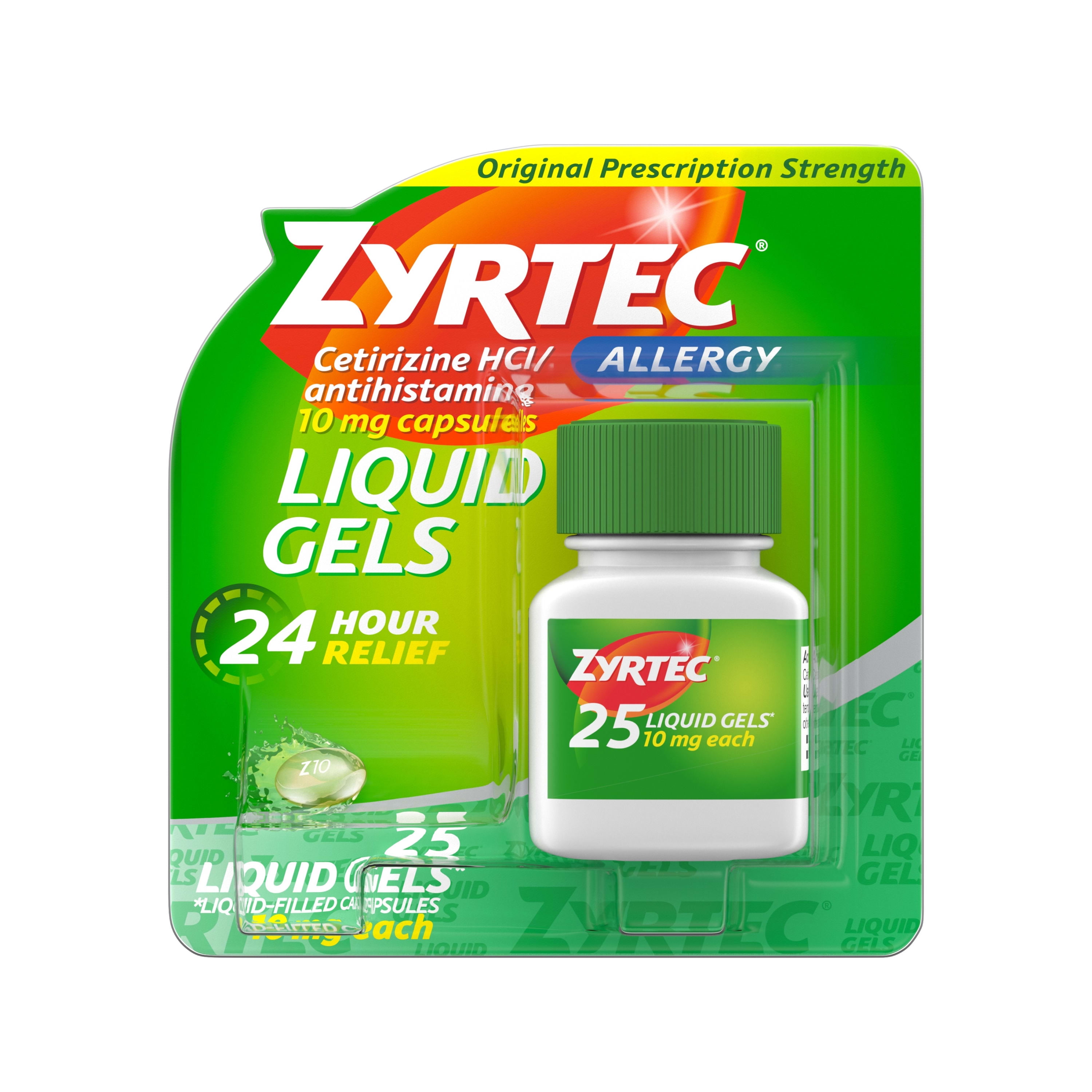 Zyrtec 24 Hour Allergy Relief Antihistamine Capsules, 25 ct