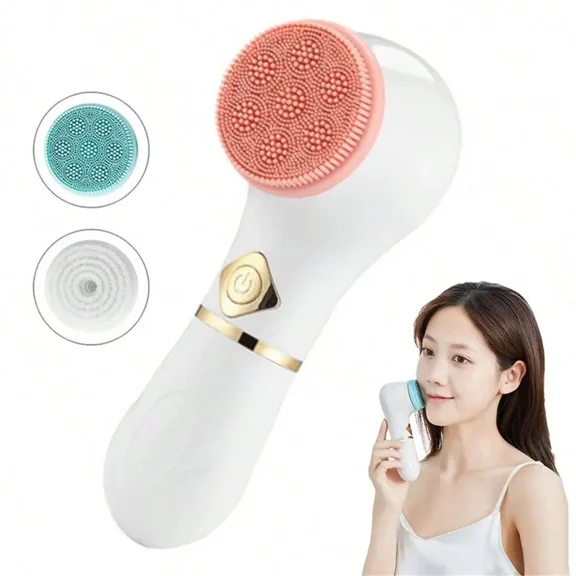 Electric Facial Cleansing Brush, Spin Face Brush For Deep Cleansing,Gentle Exfoliating And Massaging, 3 Brush Heads,Rechargeable