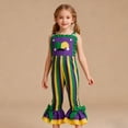 thumbnail image 2 of Mercatoo Toddler Girl Mardi Gr1s Outfit Overalls Baby Girls Striped Ruffl1 He1 Bell Bottom Rompe1 Carniva1 Suspender Jumpsuit, 2 of 4
