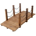 thumbnail image 4 of 5 FT Wooden Garden Bridge, Stained Wood Arc Footbridge with Chain Railings for Backyard Creek Farm, Decorative Pond Bridge, Easy to Assemble (Brown),, 4 of 10