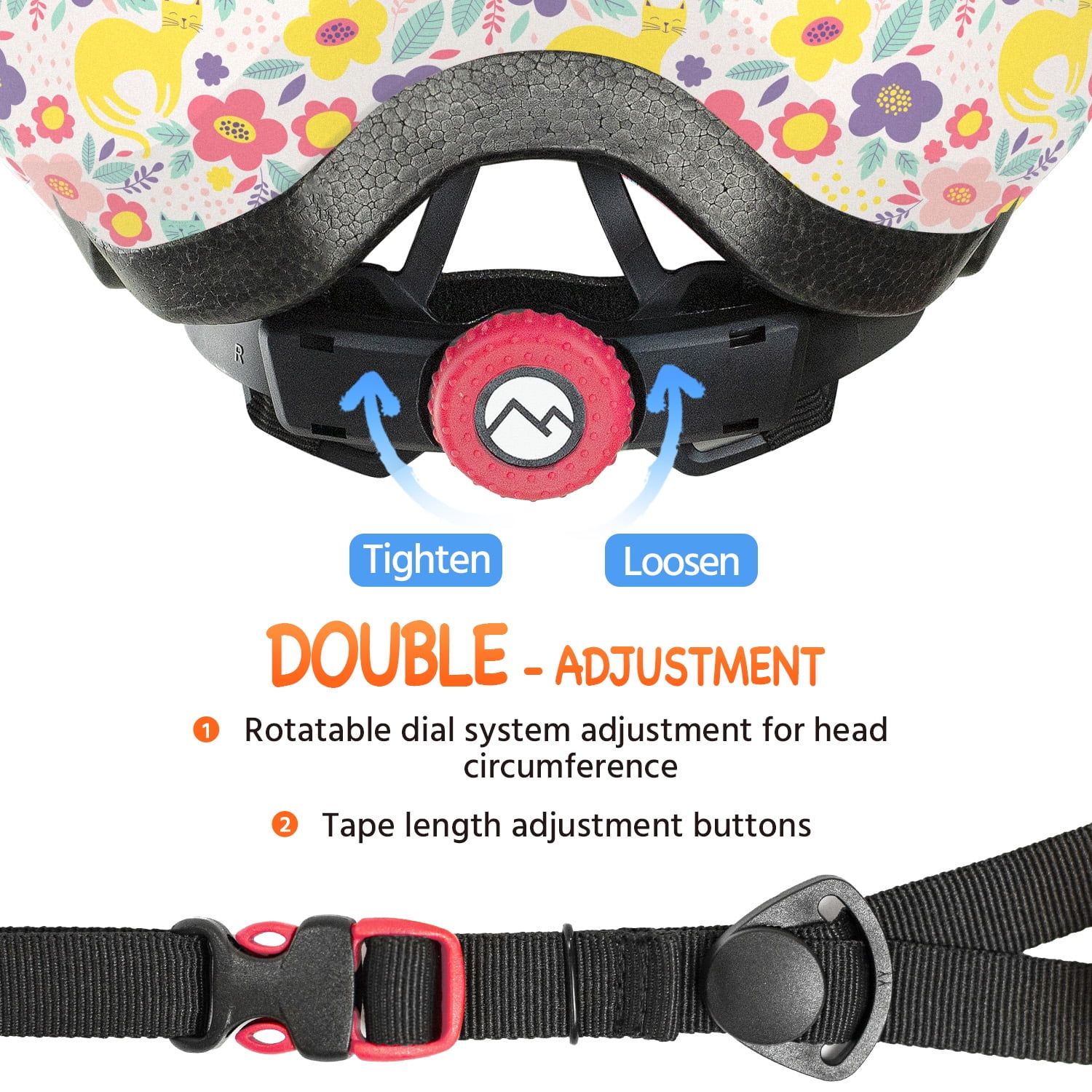 MOUNTALK Kids/Toddler Bicycle Helmet for Infant/Baby to Children 1/2/3/4/5/6/7/8 Years Old, Kids Helmets Ages 2-4/1-3,Skateboard Helmets for Boys and Girls,Flower kitten/S