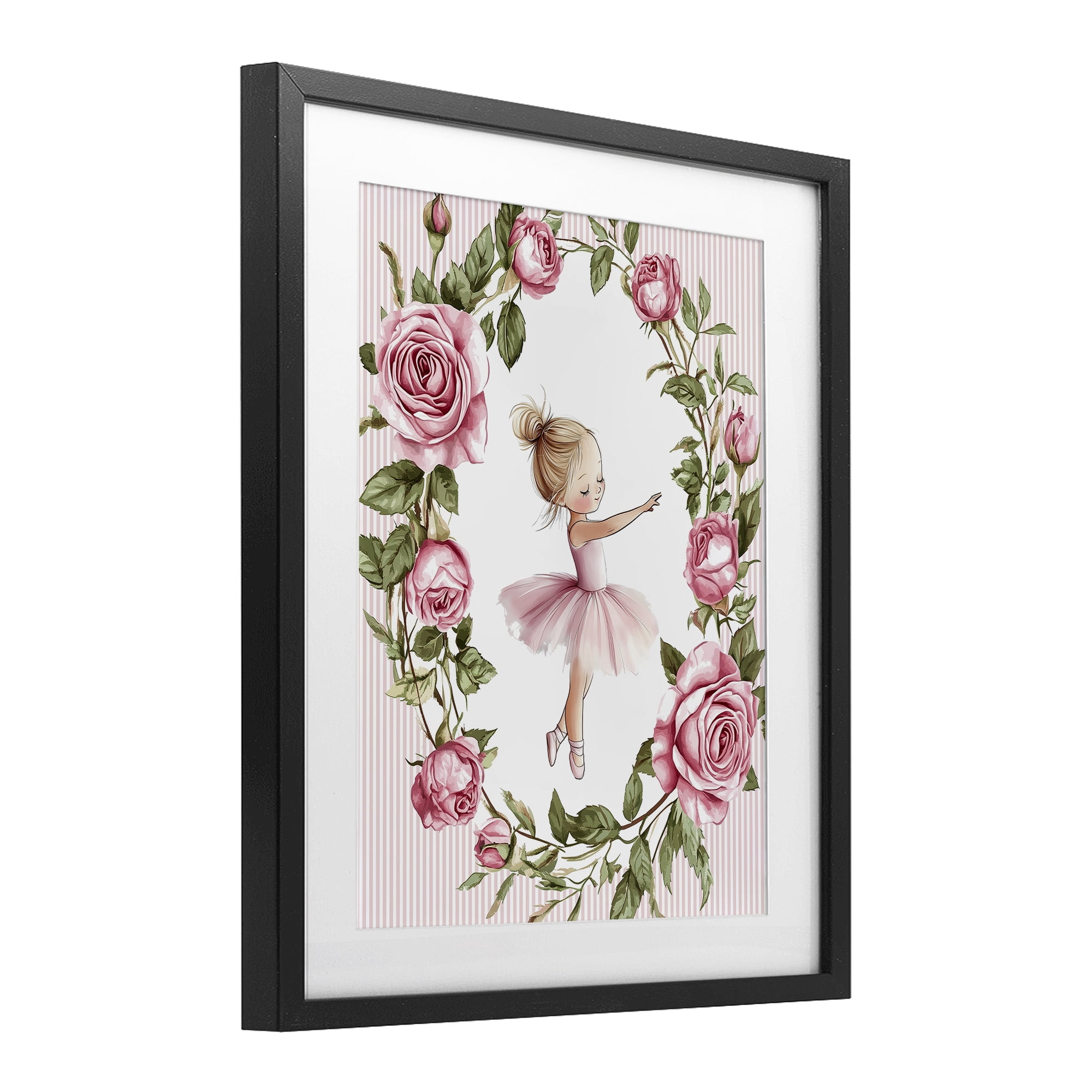 Stupell Industries Little Rose Dance Ballerina Black Framed Print Under Glass, design by Christine Simpson Art