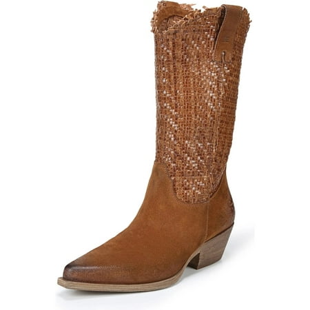 

Sam Edelman Brenda Cuoio Stacked Heel Pointed Toe Woven Mid-Calf Western Boots (Cuoio 10)
