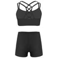 thumbnail image 2 of YEAHDOR Kids Girls 2Pcs Swimsuit Crisscross Back Straps Cutout Crop Top with Shorts Set Swimming Suit, 2 of 7