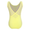 thumbnail image 2 of TiaoBug Kids Girls One Piece Gymnastics Leotards Sheer Mesh Ballet Dance Sleeveless Bodysuit Yellow 11-12, 2 of 7