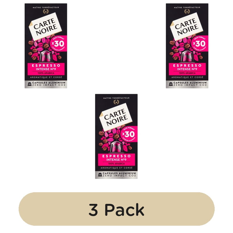 Carte Noire Intense Aluminium Nespresso Compatible Capsules, 30 pods per pack, British Import (Pack of 3)