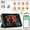 WiFi Digital Wall Clock with Dual Alarm with 7.48" Large LED Screen App