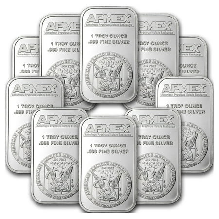 1 oz Silver Bar - APMEX (Lot of 10 Bars)