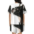 thumbnail image 6 of Daiia Black And White Boston Terrier Pattern Womens Pajama Sets Short Sleeve Pajamas for Women Sets Soft Lounge Sets Casual Round Neck Sleepwear PJS-Large, 6 of 7