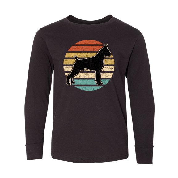 Inktastic Boxer Dog Vintage Silhouette Long Sleeve Youth T-Shirt