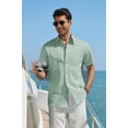 thumbnail image 4 of COOFANDY Mens Linen Button Down Short Sleeve Shirt Textured Casual Summer Hawaiian Shirts Beach Clothing for Men, 4 of 6
