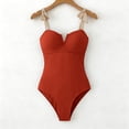 thumbnail image 7 of BSDJILFG Teen Monokini Swimsuit One Piece Bow Tie Cute Swimwear V-Neck Slimming Bodycon Bathing Suit, 7 of 7