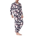 thumbnail image 2 of Naloa Leaves Flower Men’s Pajamas Set - Long Sleeve Button Down Sleep Shirt and Pajama Bottoms Sleepwear Set-Large, 2 of 7