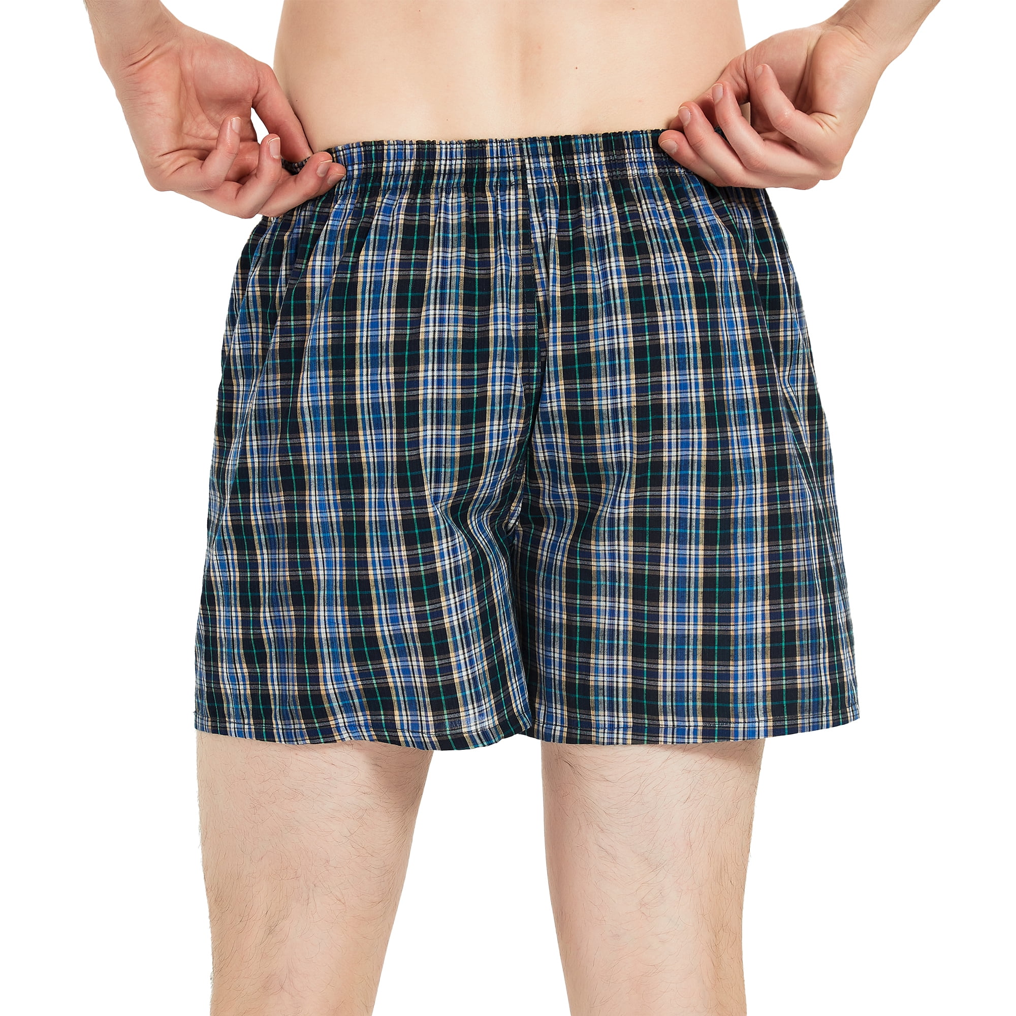 Men's Boxers Underwear 100% Cotton Woven Boxers for Men Pack Boxer Shorts Assorted Colors, 6 Pack