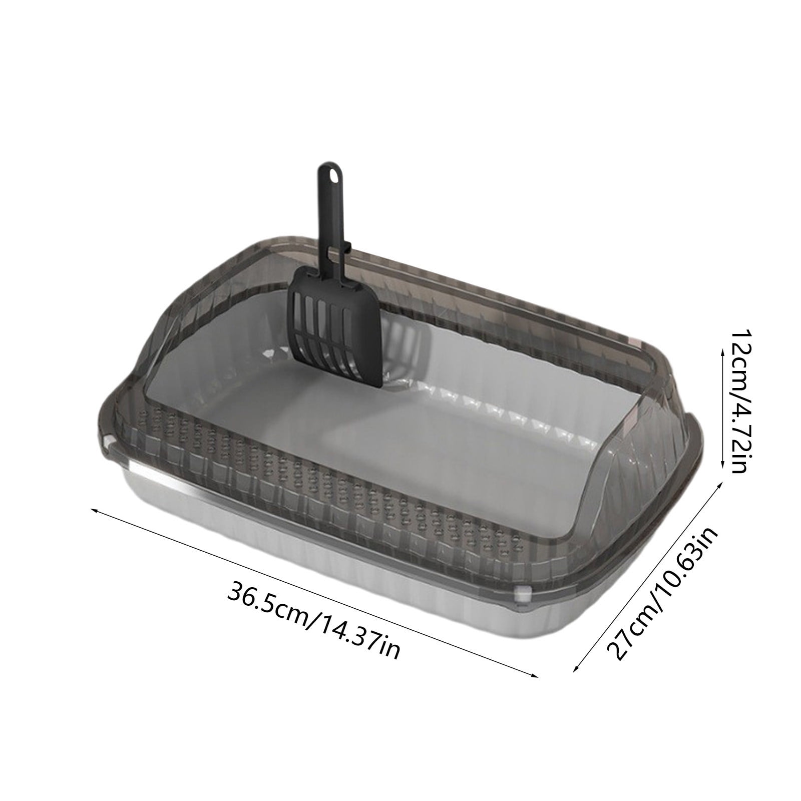 Semi Enclosed High Sided Cat Litter Box with Scoop, Splash Proof Plastic Litter Pan for Indoor Cats