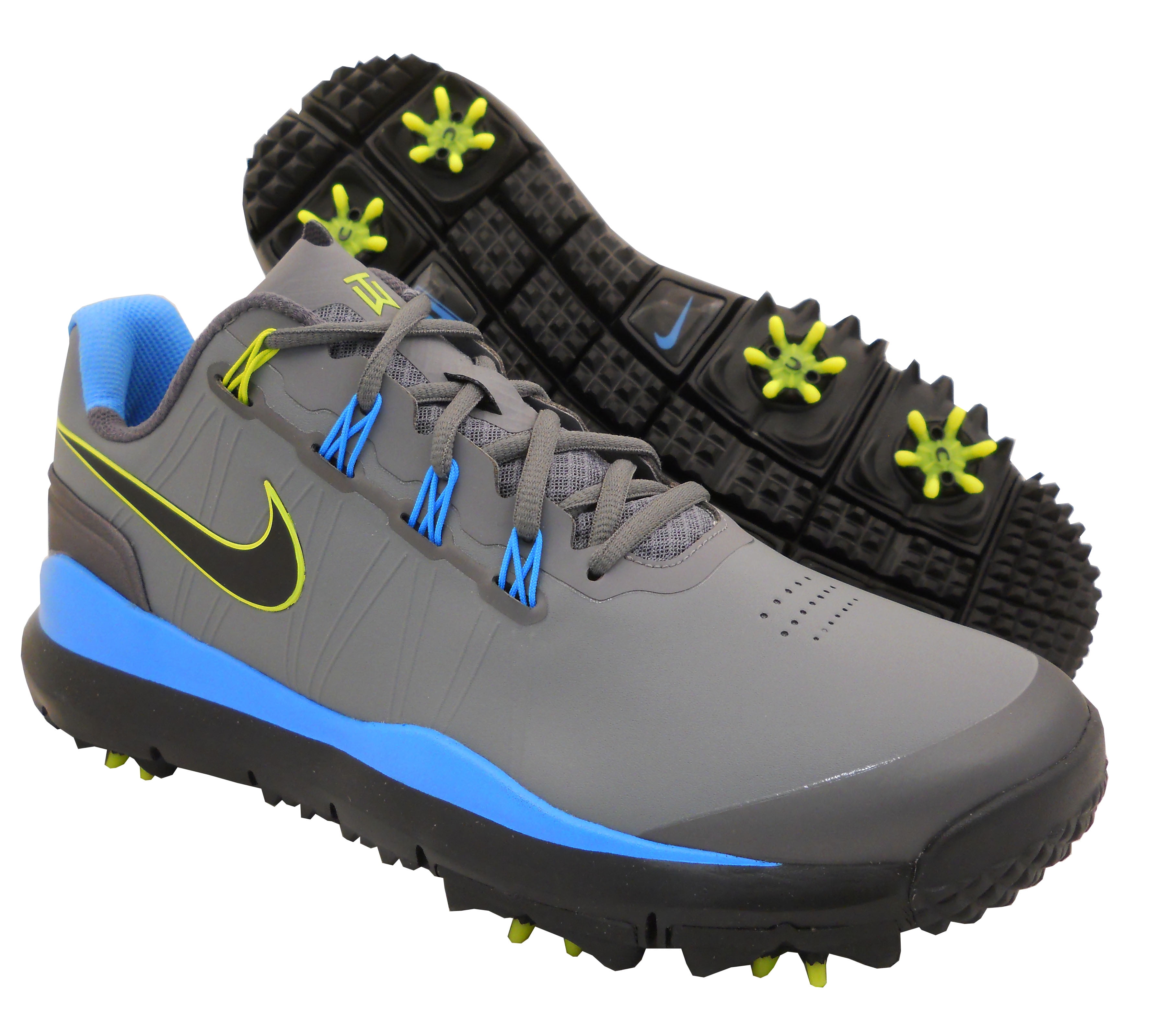 NEW 2014 Mens Nike TW Woods '14 Golf Shoes Gray/Blue/Lime 9 M - Ret $220 Walmart.com
