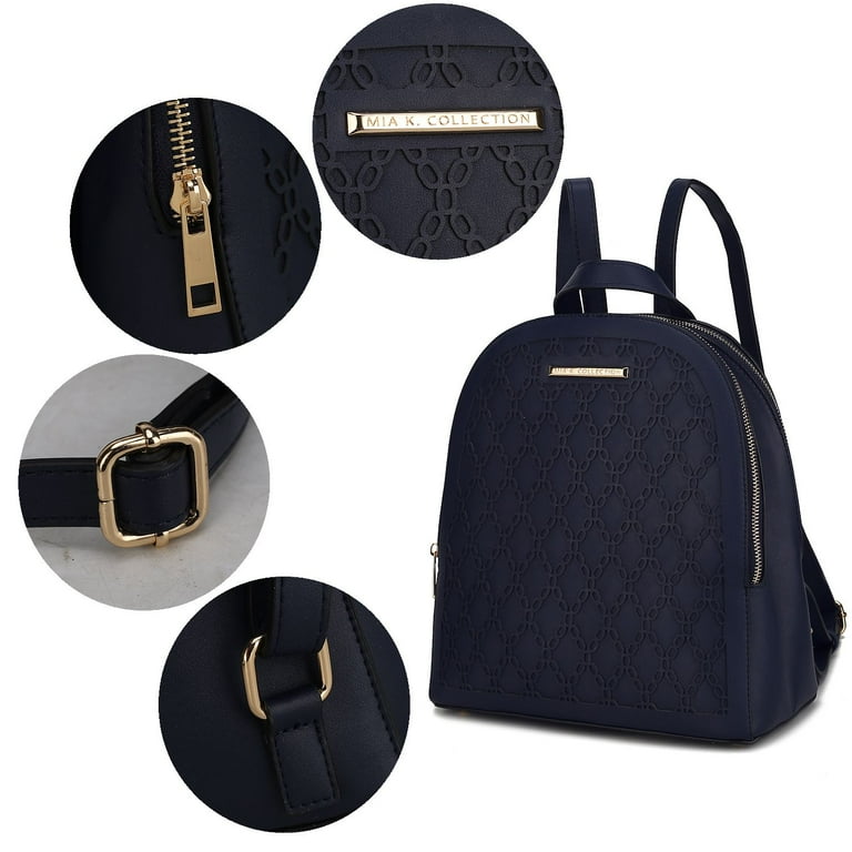 black vegan leather multi-compartment backpack MKF Collection Sloane Vegan Leather Multi compartment Backpack by Mia K