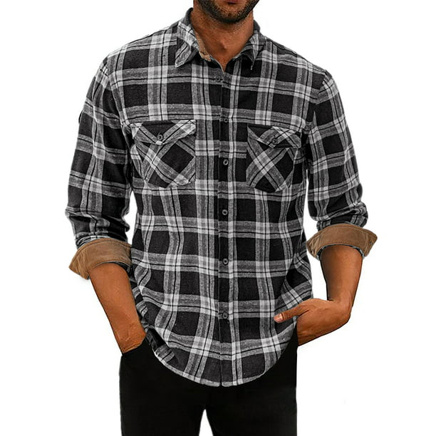 JMIERR Men's Flannel Shirts Long Sleeve Casual Button Up Plaid Shirt ...