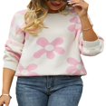 thumbnail image 3 of Ladies‘ Loose Knit Pullovers with Long Sleeves and Drop Shoulders in Floral Design, 3 of 9