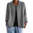 thumbnail image 2 of Sheghy Tops for Women Women's Loose and and Linen Shirt with Long Sleeves Turndown Collar Top/shirt Gray L, 2 of 5