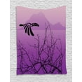 thumbnail image 1 of Feather Tapestry, Exotic Hornbill Silhouette with Barren Tree and Mountains Abstract Bird Design, Wall Hanging for Bedroom Living Room Dorm Decor, 60W X 80L Inches, Purple Black, by Ambesonne, 1 of 2