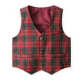 thumbnail image 5 of ETHAN 4 Piece Toddler Boy Clothes Suit Gentleman Wedding Outfits Red Plaid 12-18 Months, 5 of 7