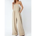 thumbnail image 3 of Womens Loose Fit Jumpsuits Cotton Overalls Baggy Wide Leg Rompers Plus Size Adjustable Bib Pants with Pockets, 3 of 8