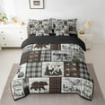 thumbnail image 2 of Rustic Cabin Full Comforter Set 7 Piece Country Farmhouse Buffalo Plaid Bedding Sets,Woodland Bear Deer Wolf Bed In A Bag Hunting Animal Wildlife Bed Set Black Brown Grey, 2 of 5