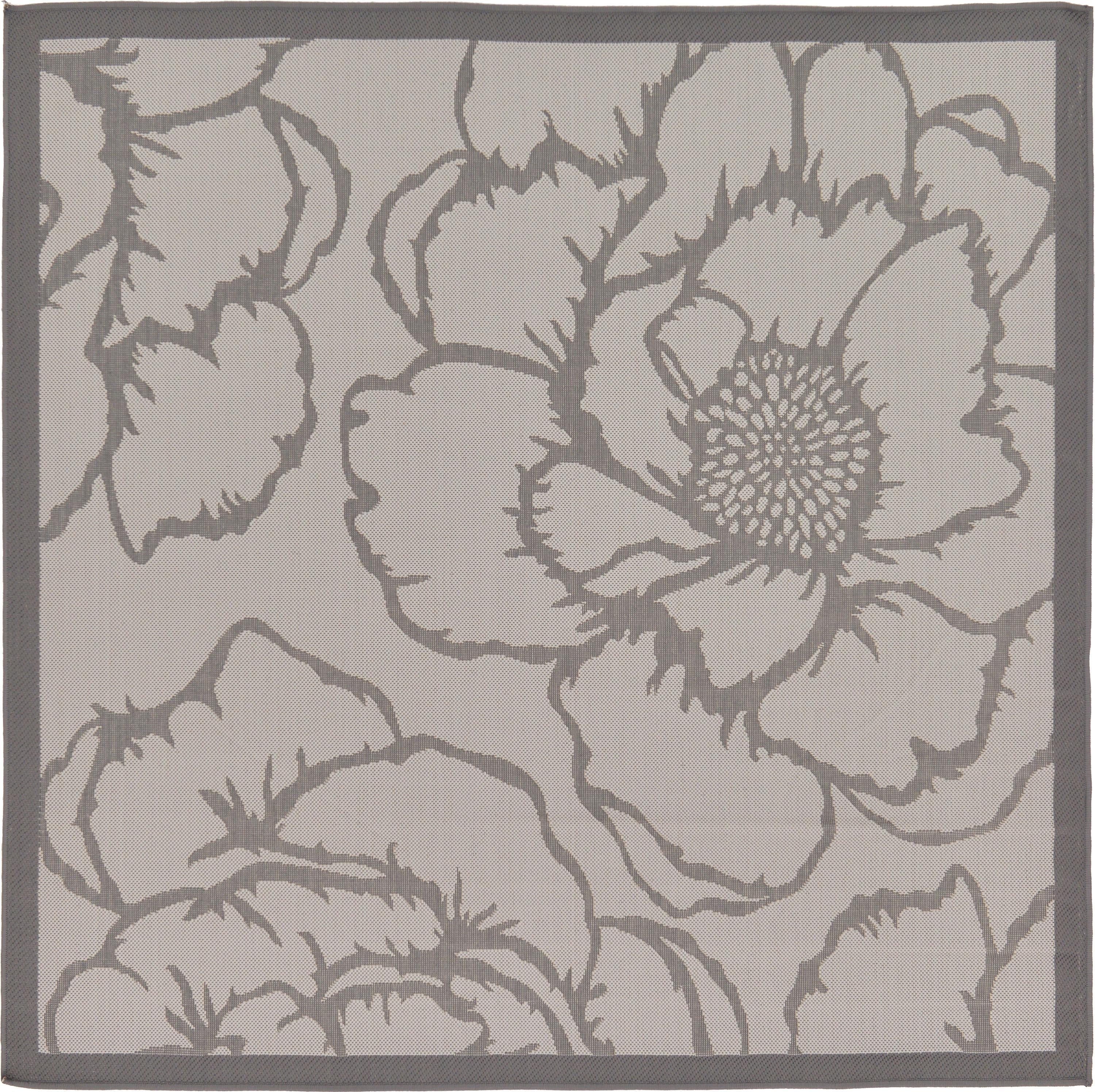 Unique Loom Rose Outdoor Contemporary Floral Area Rug or Runner