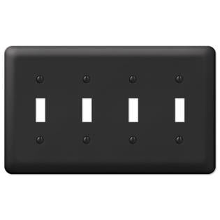 Quad Switch Cover Plate - Black Metal Quad 4 Toggle Switch Wall Plate Cover