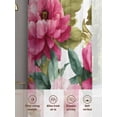 thumbnail image 6 of Pink Floral Sheer Curtains 63 Inch Length 2 Panels Set Window Treatments, Watercolor Flowers Leaves Plants Watercolor Rod Pocket Semi Curtains for Living Room/Bedroom/Kitchen Décor, 104"W x 63"L, 6 of 7