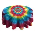 thumbnail image 4 of Colorful Rainbow Tie Dye Spiral Pattern Round Tablecloth 60"x60",Wrinkle Wipeable Table Cloth for Kitchen Dining Room Picnic Patio Party, 4 of 6