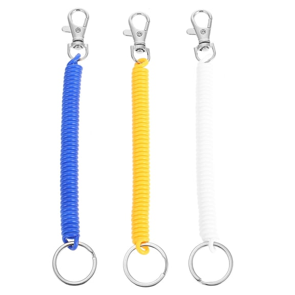 ROSENICE 3Pcs Spring Coil Key Chain Rope Durable Elastic Pu Plastic For Men Women 11.8X0.98X0.39In