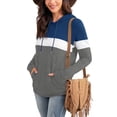 thumbnail image 5 of Anbech Color Contrast Womens Hoodie Tops Stitching Causal Sweatshirt Long Sleeve Drawstring Hooded, 5 of 9