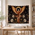 thumbnail image 4 of Phoenix Rising Before a Golden Eclipse, Mystical Fantasy for Art Lovers, Cosmic Botanical Decor, Housewarming Gift, Tapestry Wall Hanging for Bedroom and Living Room, 4 of 6