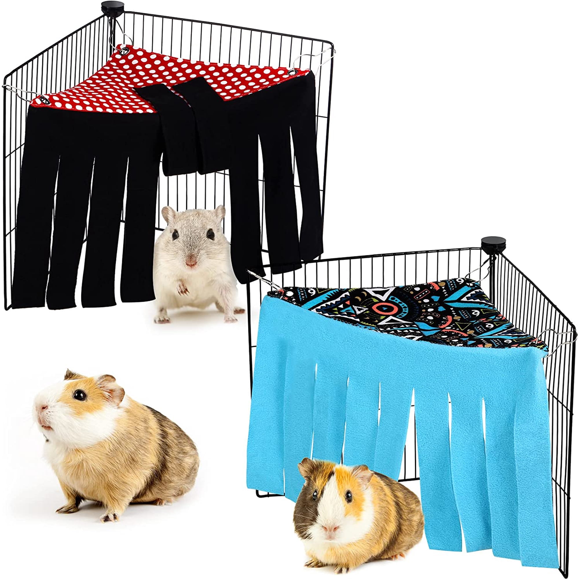 2 Pcs Guinea Pig Hideout Hideaway Cage Hammock