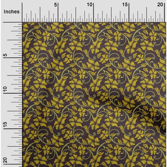 oneOone Polyester Lycra Fabric Leaves & Floral Artistic Printed Craft Fabric BTY 56 Inch Wide
