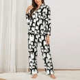 thumbnail image 2 of KLL Cartoon Penguin Print Women's Long Sleeve Pajamas with Pants Sleepwear Loungewear 2 Set-X-Large, 2 of 7